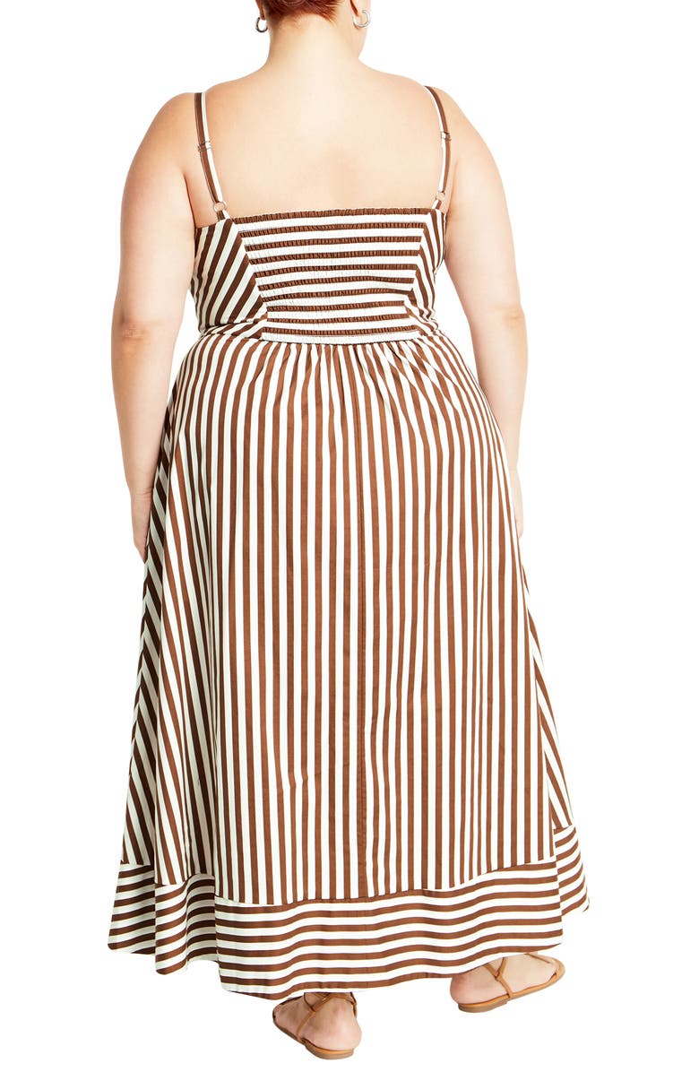 City Chic Zaya Stripe Sleeveless Midi Dress, Alternate, color, Tabacco Stripe