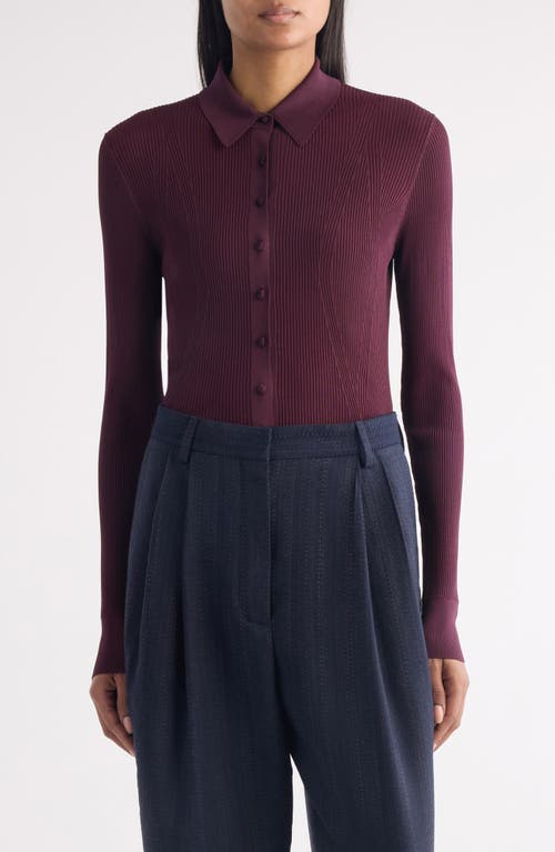 Dries Van Noten Tielt Ribbed Cardigan In Burgundy