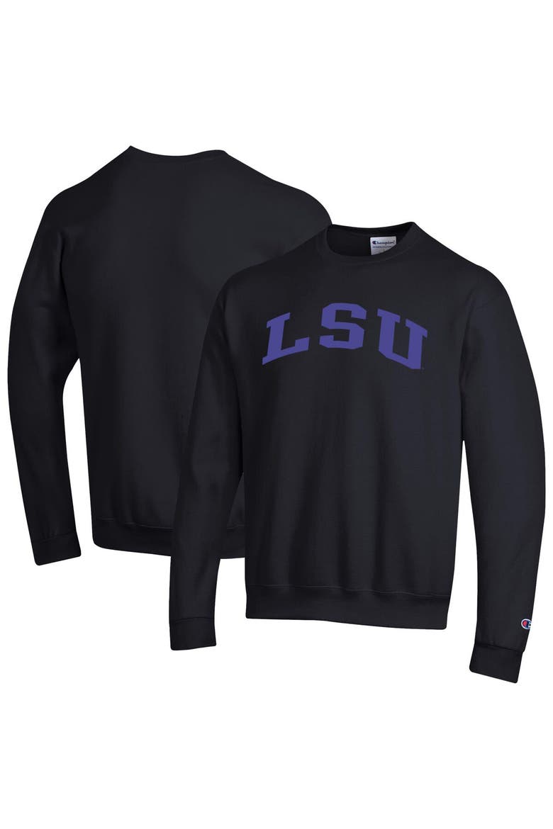 Men's Champion  Black LSU Tigers Basic Arch Fleece Pullover Sweatshirt, Main, color, Black