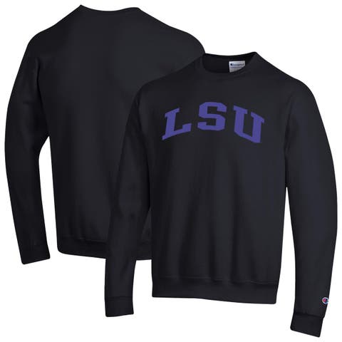 Men's Champion  Black LSU Tigers Basic Arch Fleece Pullover Sweatshirt