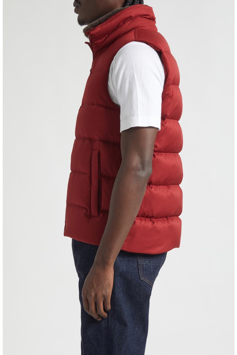 Faux Fur Trim Down Puffer Vest, Alternate, color, BORDEAUX RED