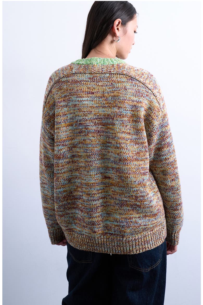 Twist Yarn Contrast Crewneck Sweater, Alternate, color, LIGHT GREEN MULTI