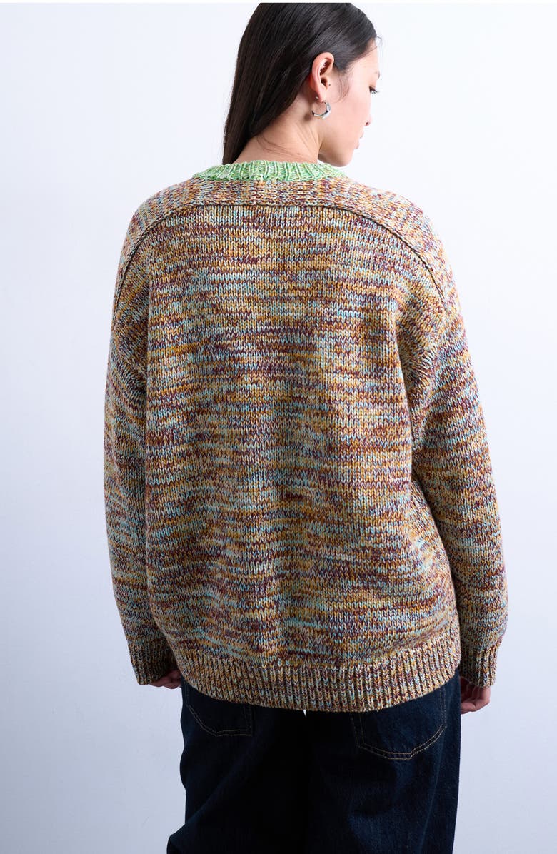 Topshop Twist Yarn Contrast Crewneck Sweater, Alternate, color, Light Green Multi