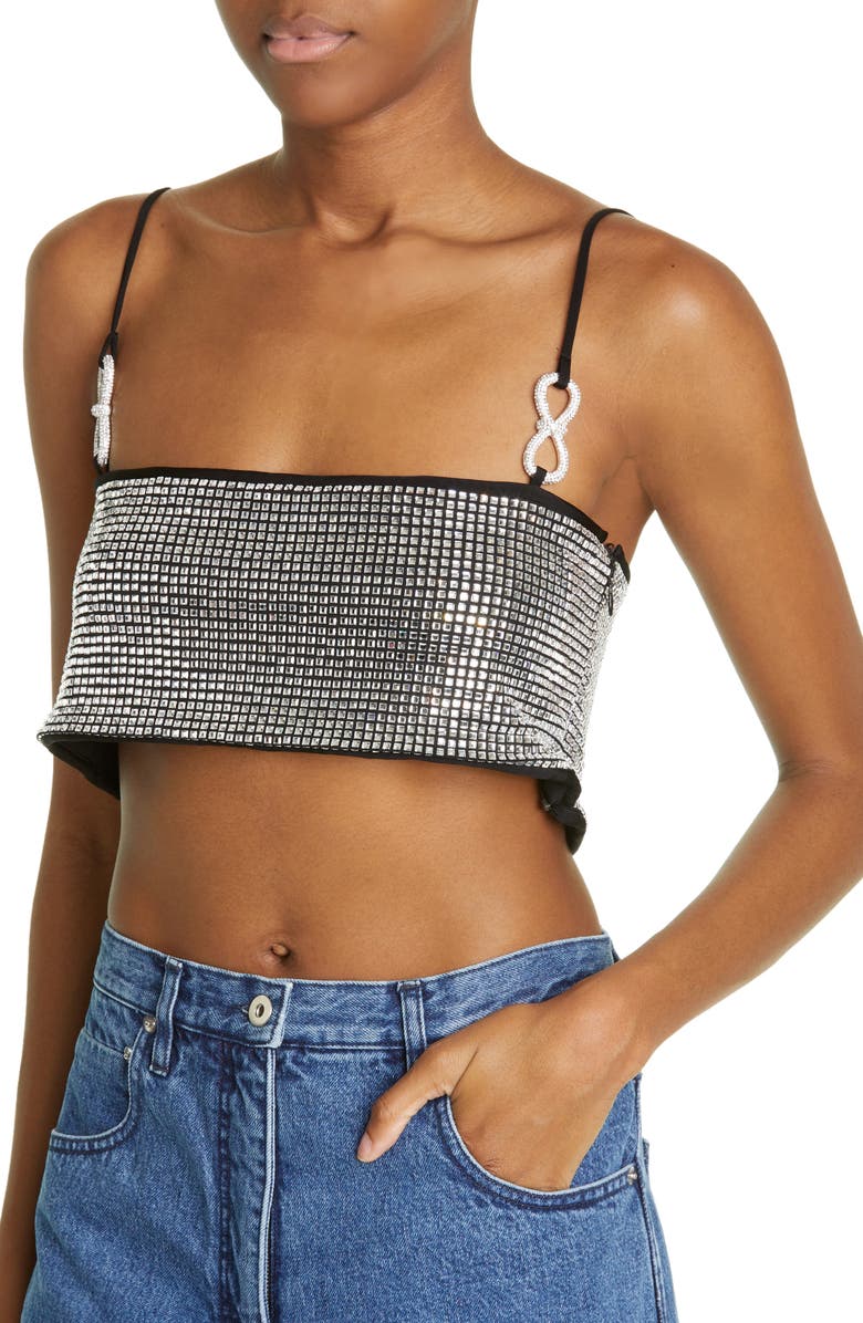 Mach & Mach Crystal Mesh Crop Top, Alternate, color, 