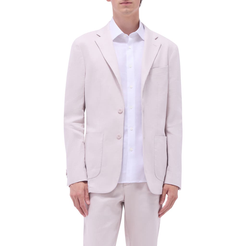 Bugatchi Stretch Linen & Cotton Blend Blazer In Stone