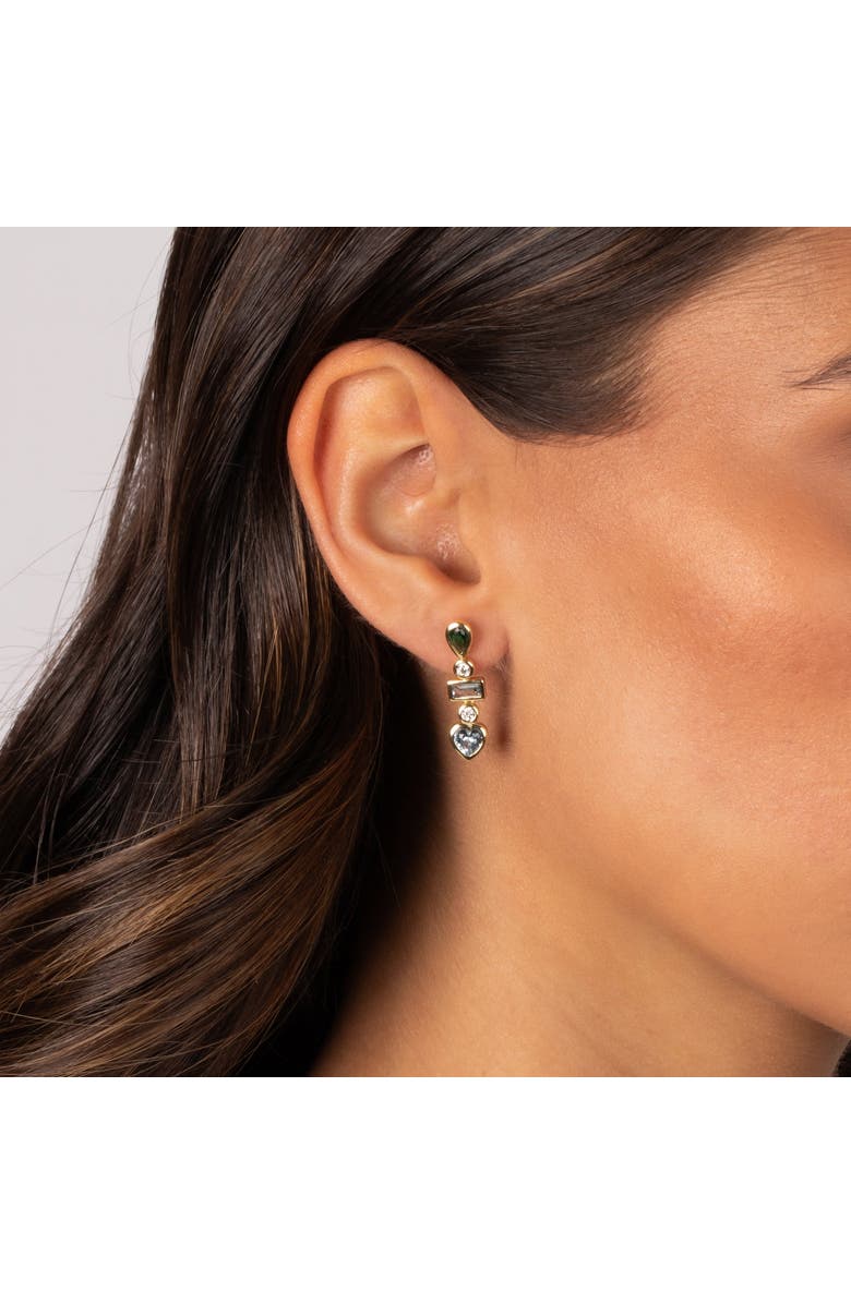 BY ADINA EDEN Colored Multi Shape Drop Bezel Stud Earring, Alternate, color, 