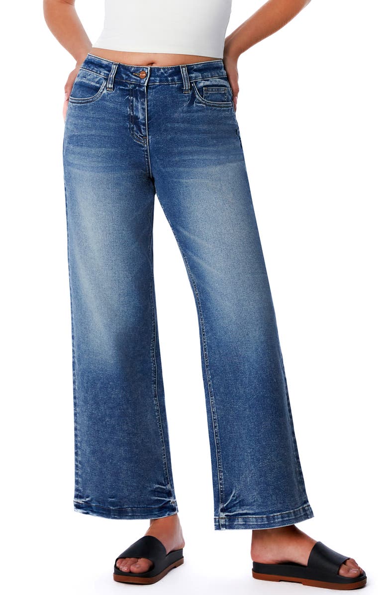 HINT OF BLU Clever High Waist Wide Leg Jeans, Main, color, New Orleans Blue