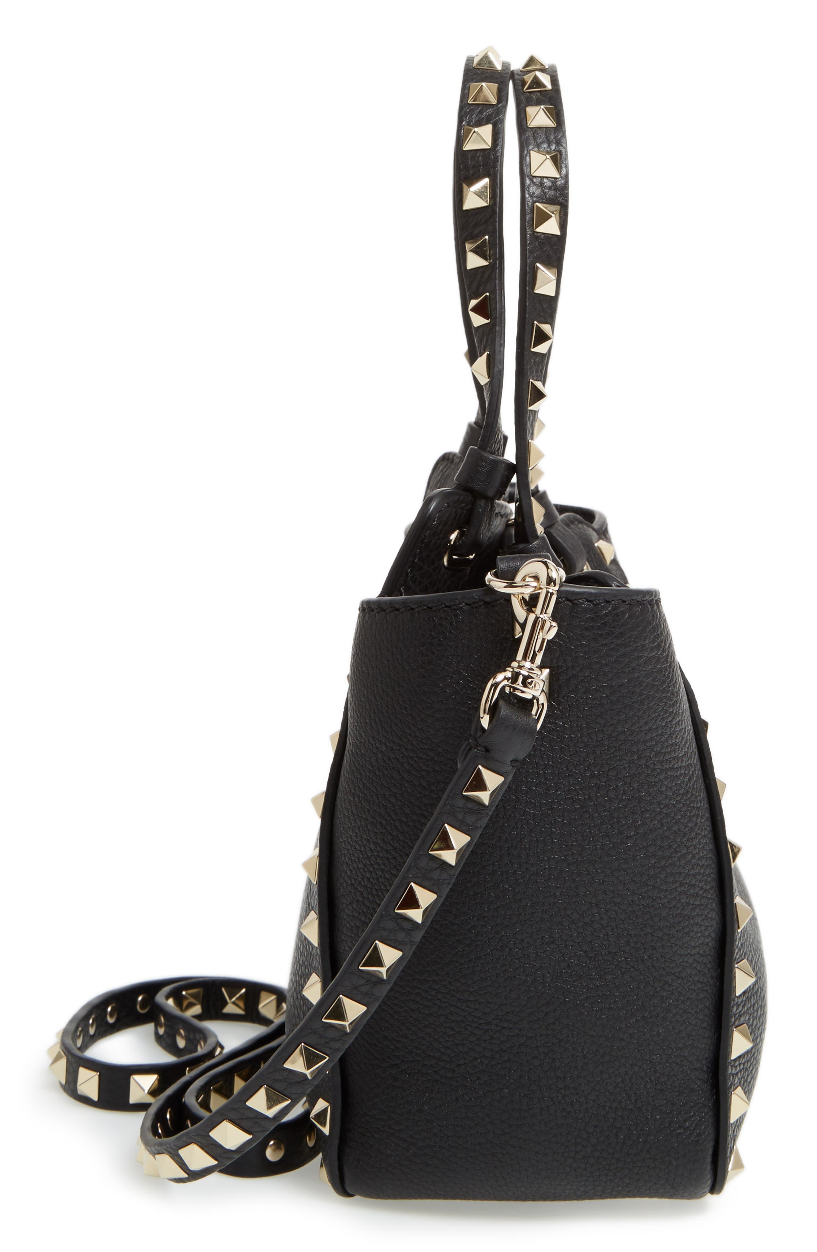 Rockstud - Mini Alce Leather Tote, Alternate, color, NERO