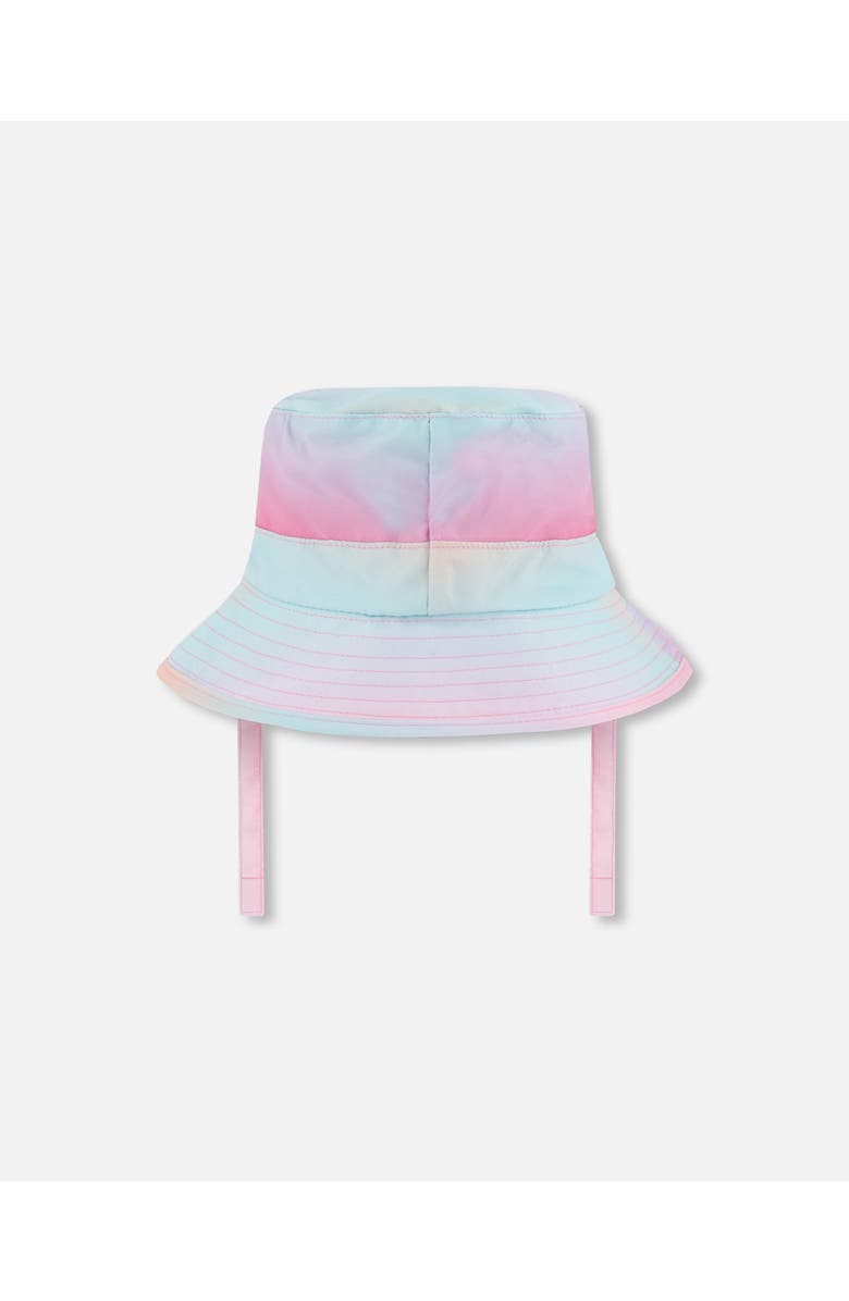 Deux par Deux Little Girl's Printed Beach Sun Hat Pink, Orange, And Turquoise, Alternate, color, Pink, Orange, And Turquoise