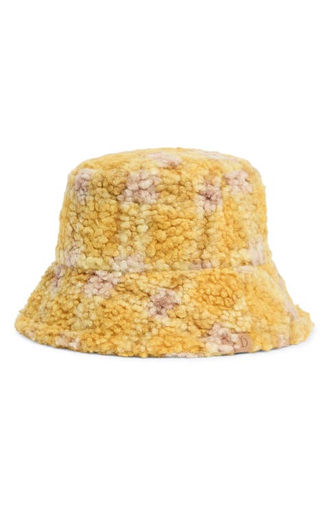 Plaid Faux Shearling Bucket Hat