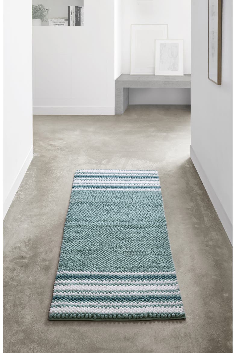 Aiden Stripe Jacquard Runner Bath Rug, Alternate, color, AQUA