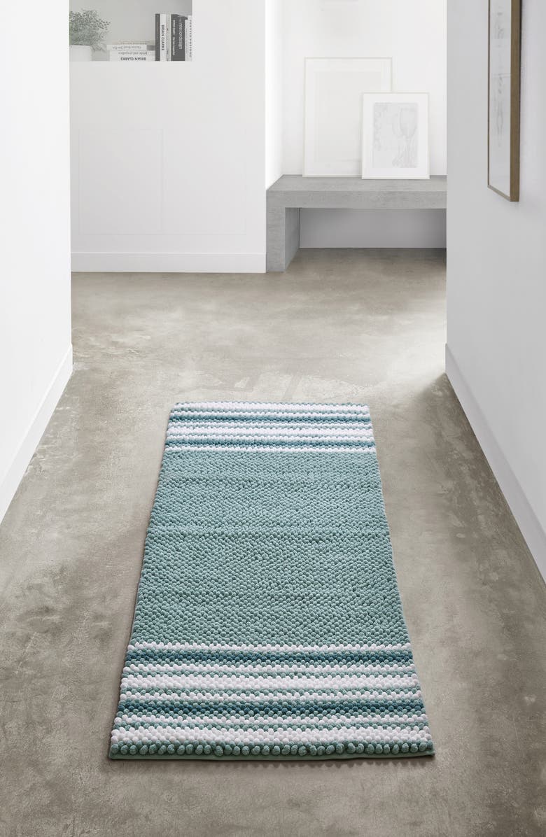 VCNY HOME Aiden Stripe Jacquard Runner Bath Rug, Alternate, color, Aqua