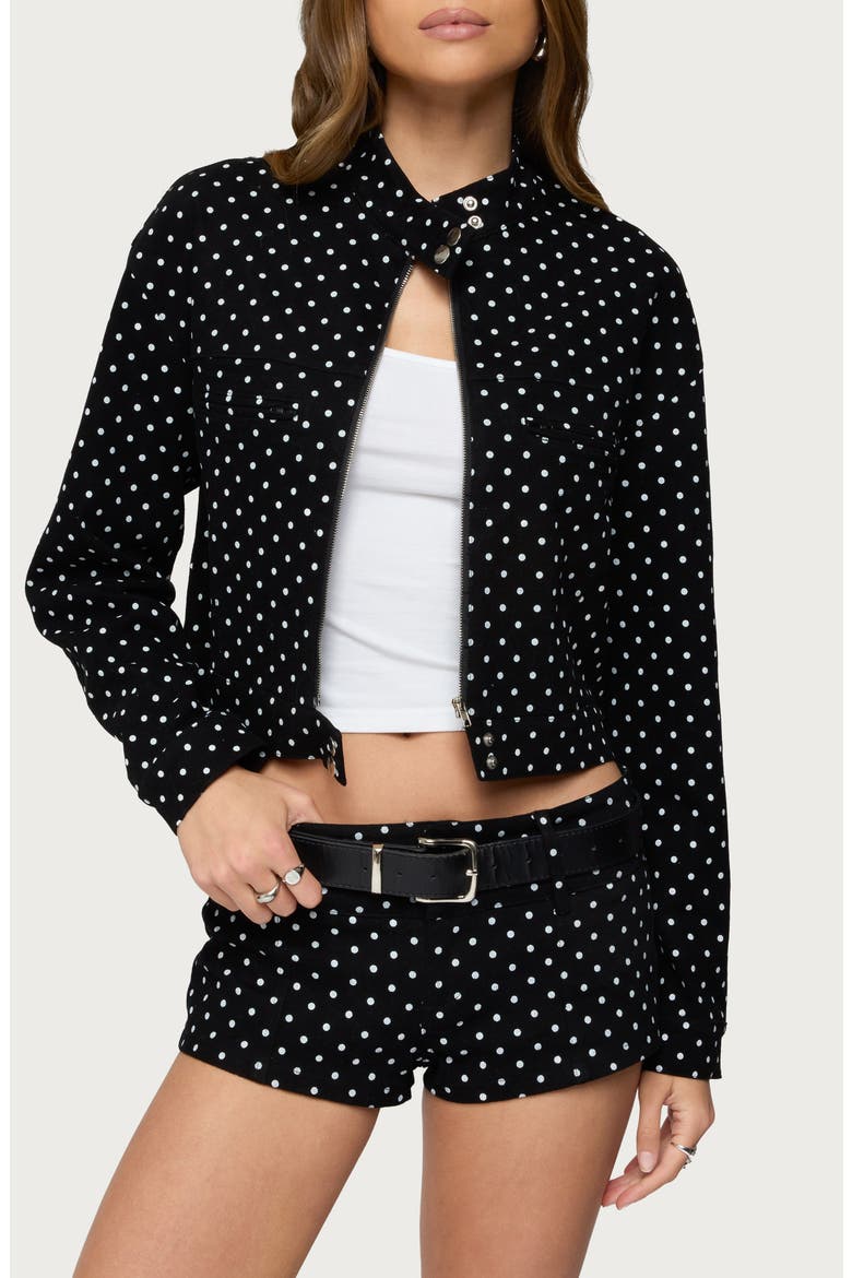 Tabitha Polka Dot Jacket, Main, color, BLACK
