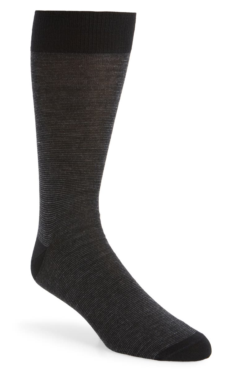 Nordstrom Stripe Merino Wool Blend Dress Socks, Main, color, Black