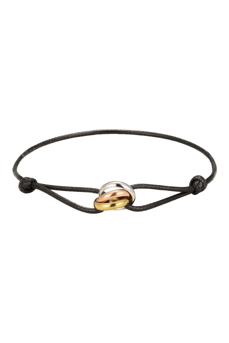 Infinity Ring Cord Bracelet, Main, color, BLACK/ GOLD