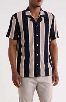 Textured Stripe Camp Shirt