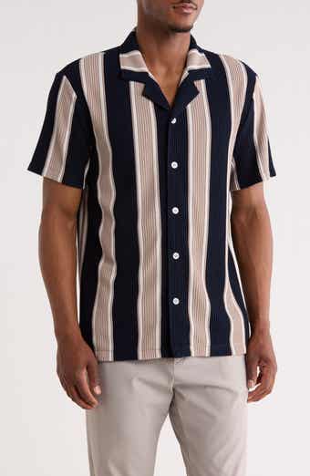 Textured Stripe Camp Shirt