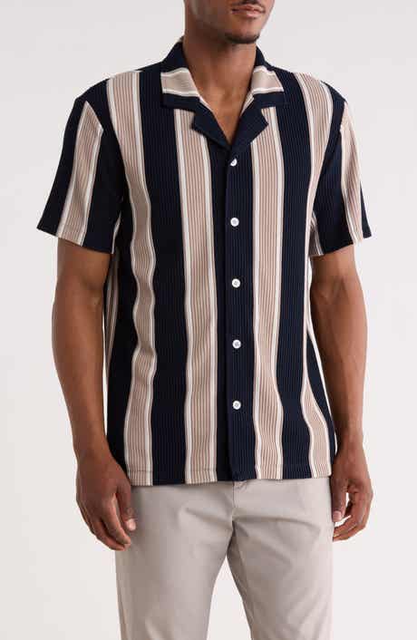 Textured Stripe Camp Shirt