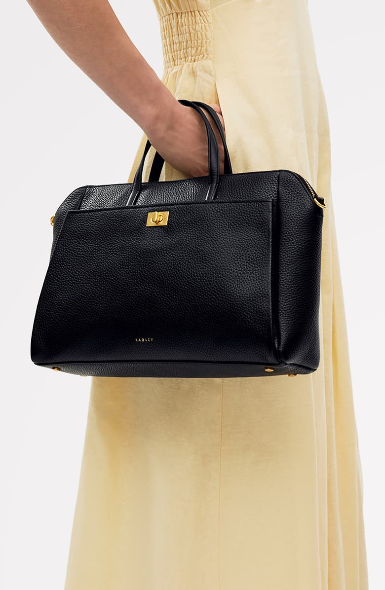 Radley Brook Avenue Pebbled Leather Satchel, Alternate, color, Black