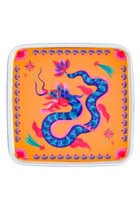 Shekou Porcelain Decorative Tray 11X11X1 In