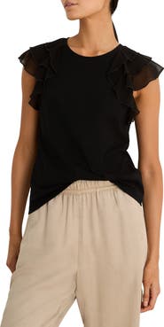 NIC+ZOE Chiffon Drift Mixed Media Top