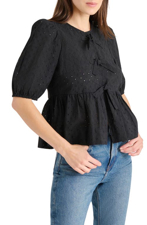 Steve Madden Paula Eyelet Embroidery Shirt In Black