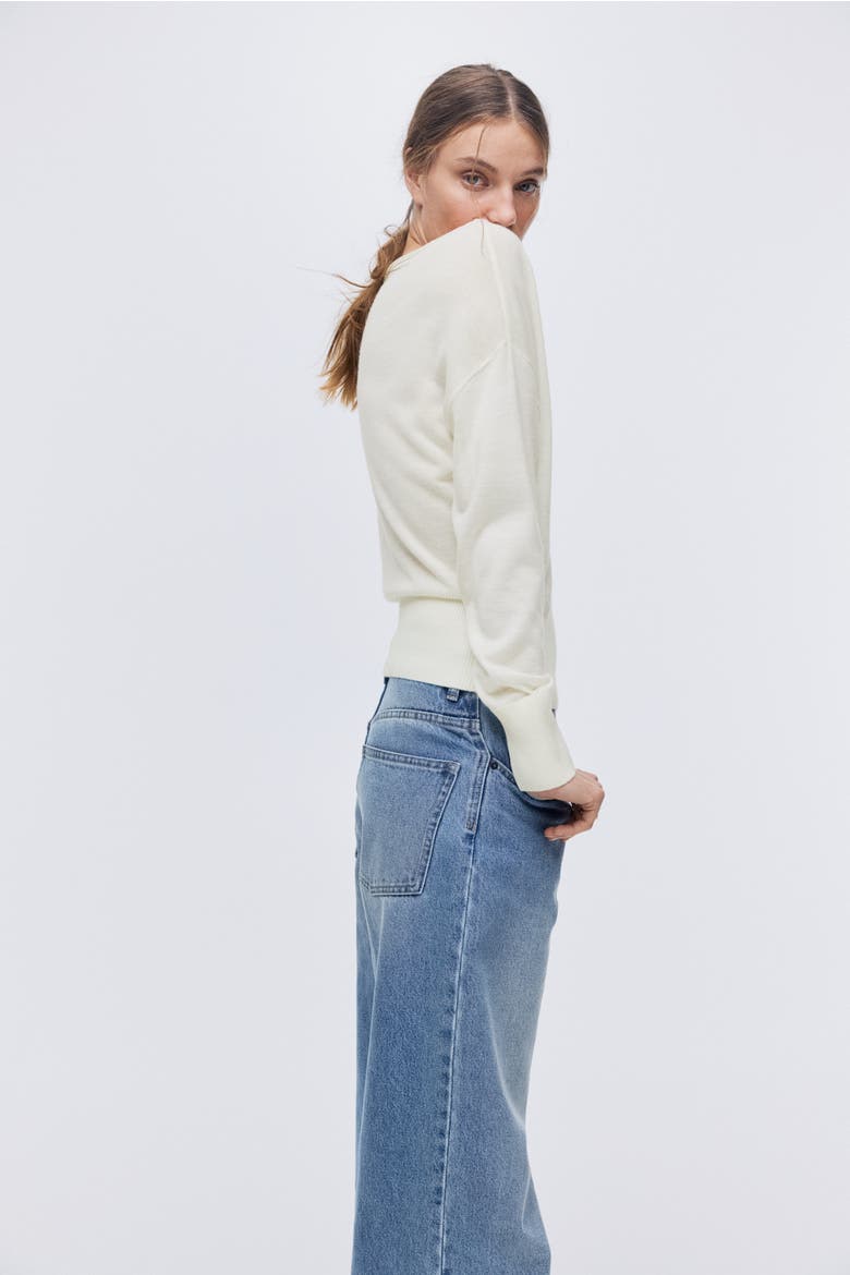 Fine-knit One-shoulder Top, Alternate, color, Cream