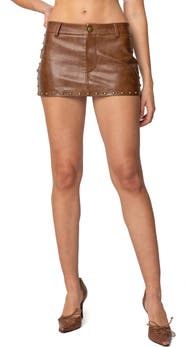 EDIKTED Studded Faux Leather Miniskirt