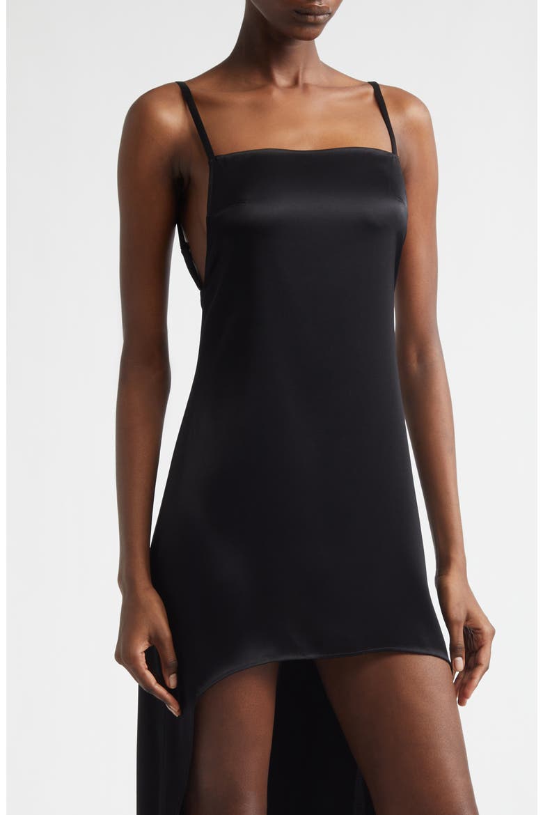 Backless Satin Dress, Alternate, color, BLACK