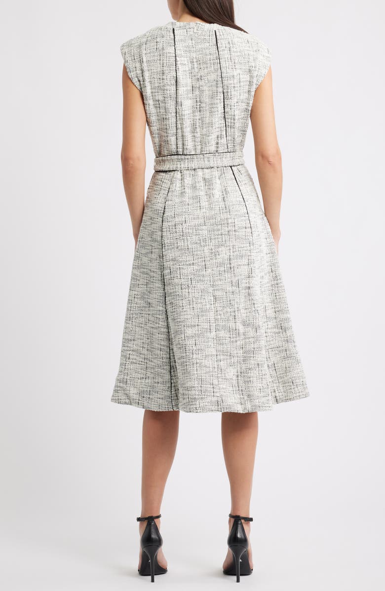 Halogen<sup>®</sup> Contrast Detail Belted Midi Dress, Alternate, color, Bright White