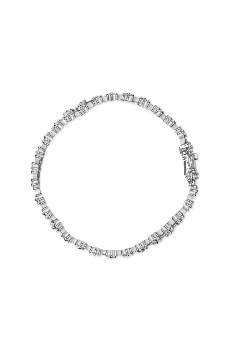 Haus of Brilliance 18K White Gold 7 1/2 Cttw Diamond 3 Row Floral Link Bracelet, Alternate, color, White
