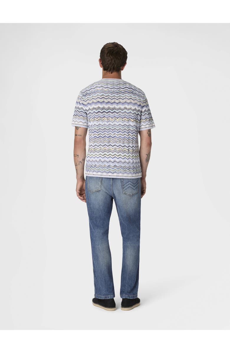 Missoni Five-pocket Cotton Denim Trousers With Zigzag Embroidery, Alternate, color, Beige& White