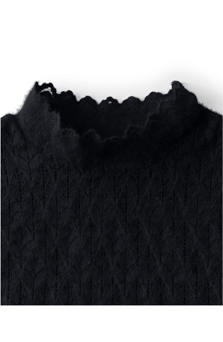 Lands' End Long Sleeve Brushed Lace Mock Neck Top, Alternate, color, Black