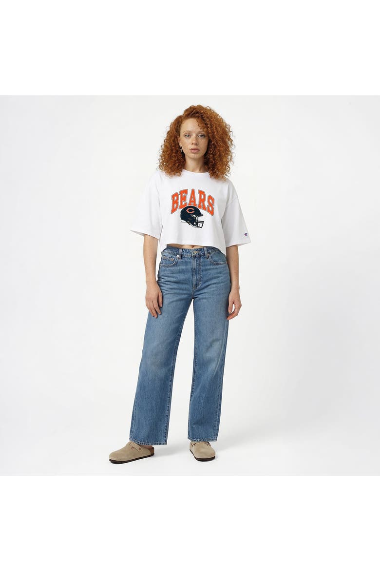 Women's Champion  White Chicago Bears Boyfriend Cropped T-Shirt, Alternate, color, White