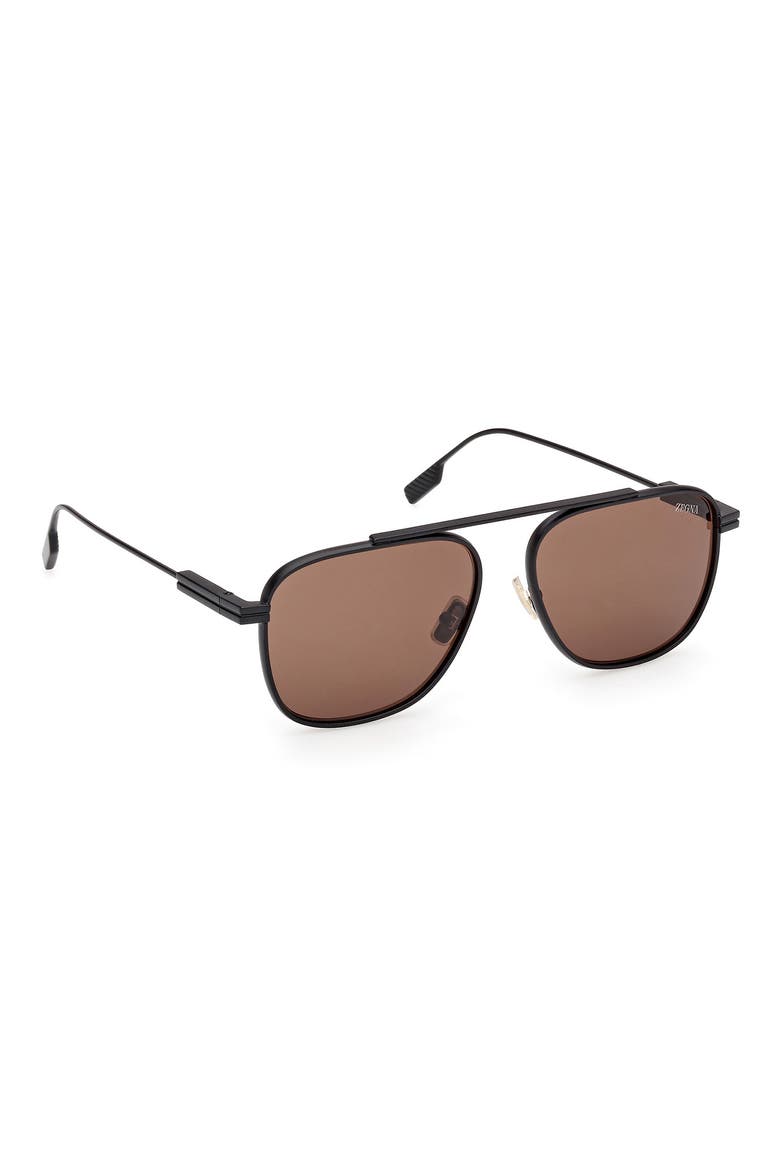 57mm Geometric Sunglasses, Alternate, color, BLACK METAL/ DEEP GOLD/ ROVIEX