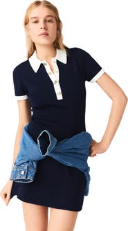 maje Contrast-trim polo dress