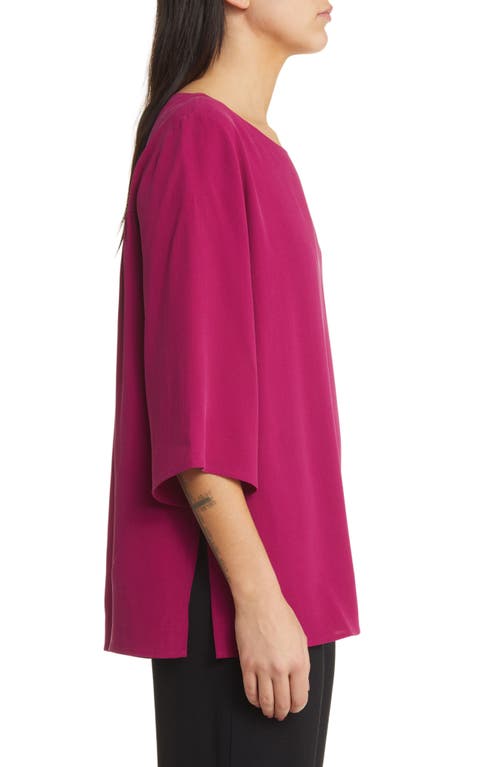 Eileen Fisher Ballet Neck Silk Top In Rhapsody