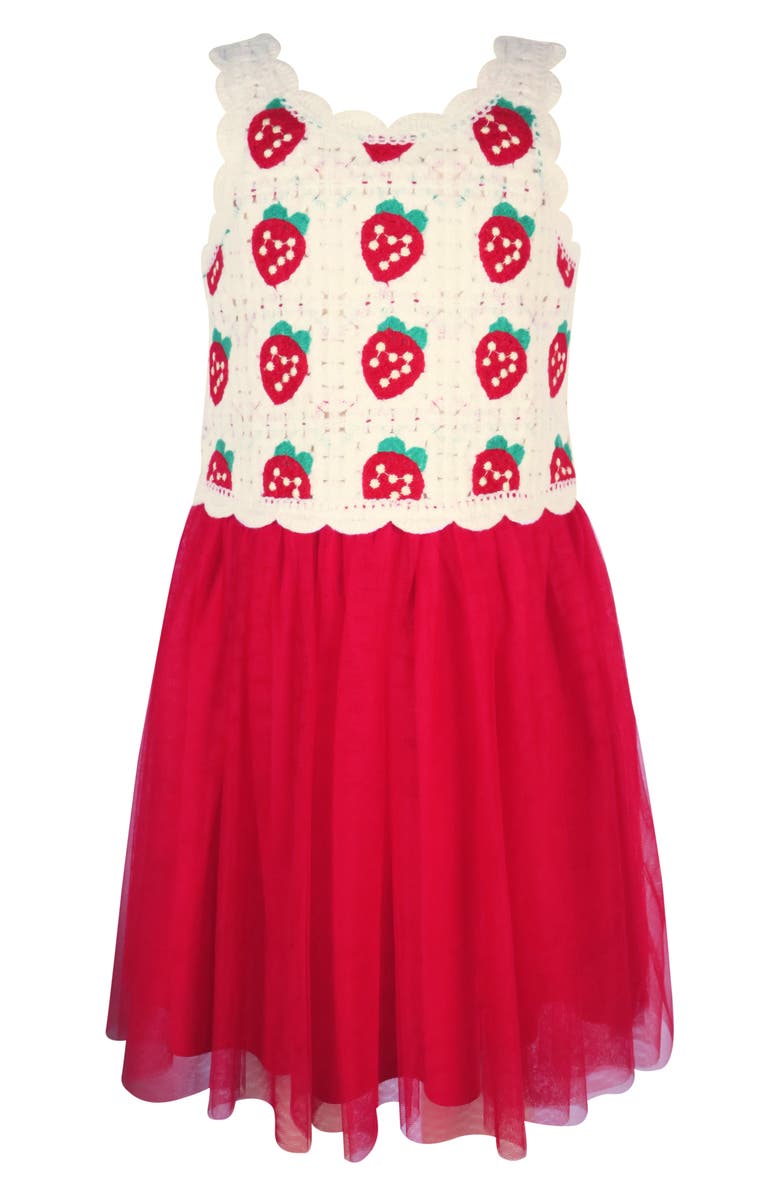 Zunie Kids' Strawberry Open Stitch Dress, Main, color,