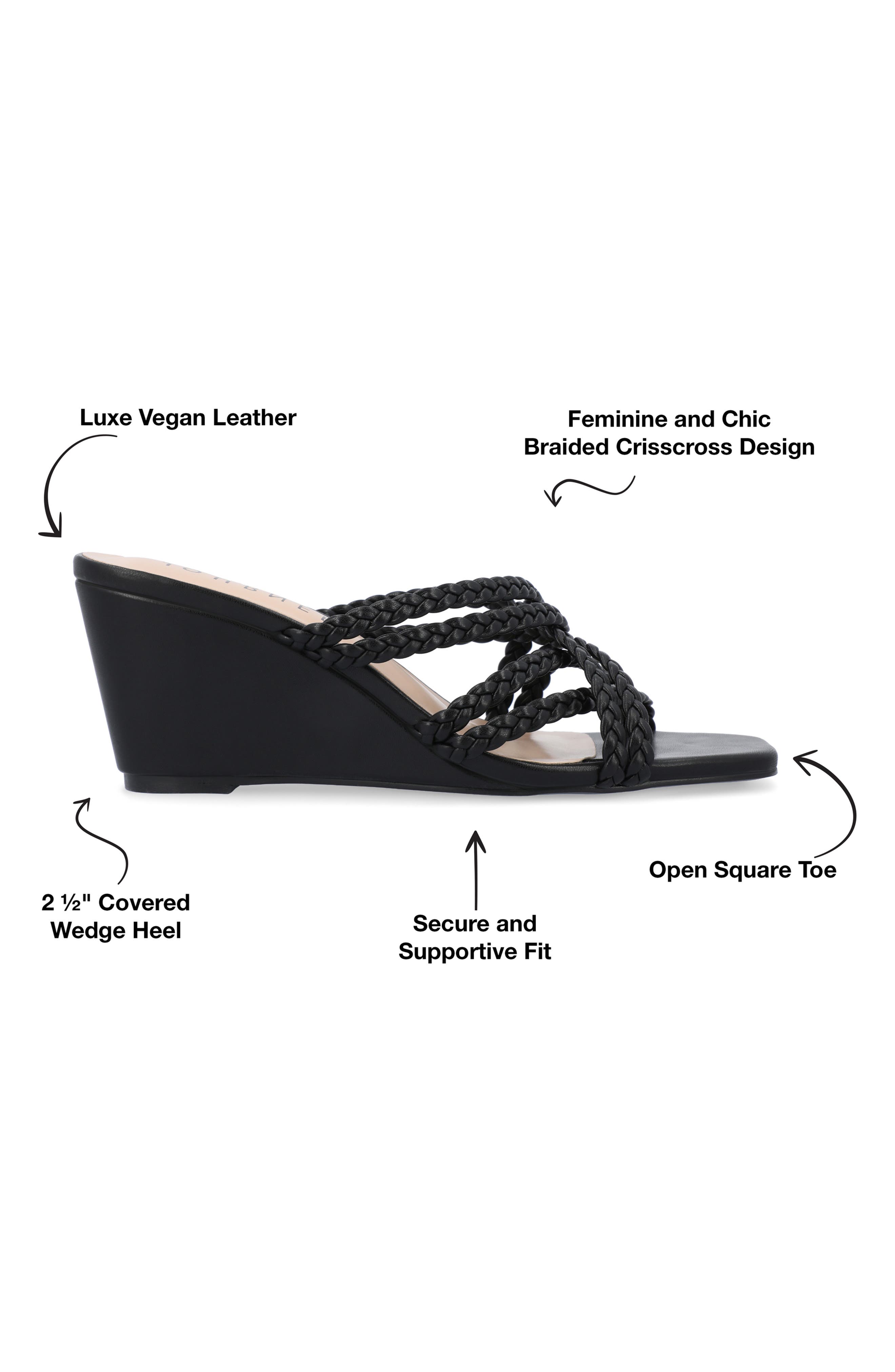 Baylen Braided Strappy Wedge Sandal, Alternate, color, BLACK