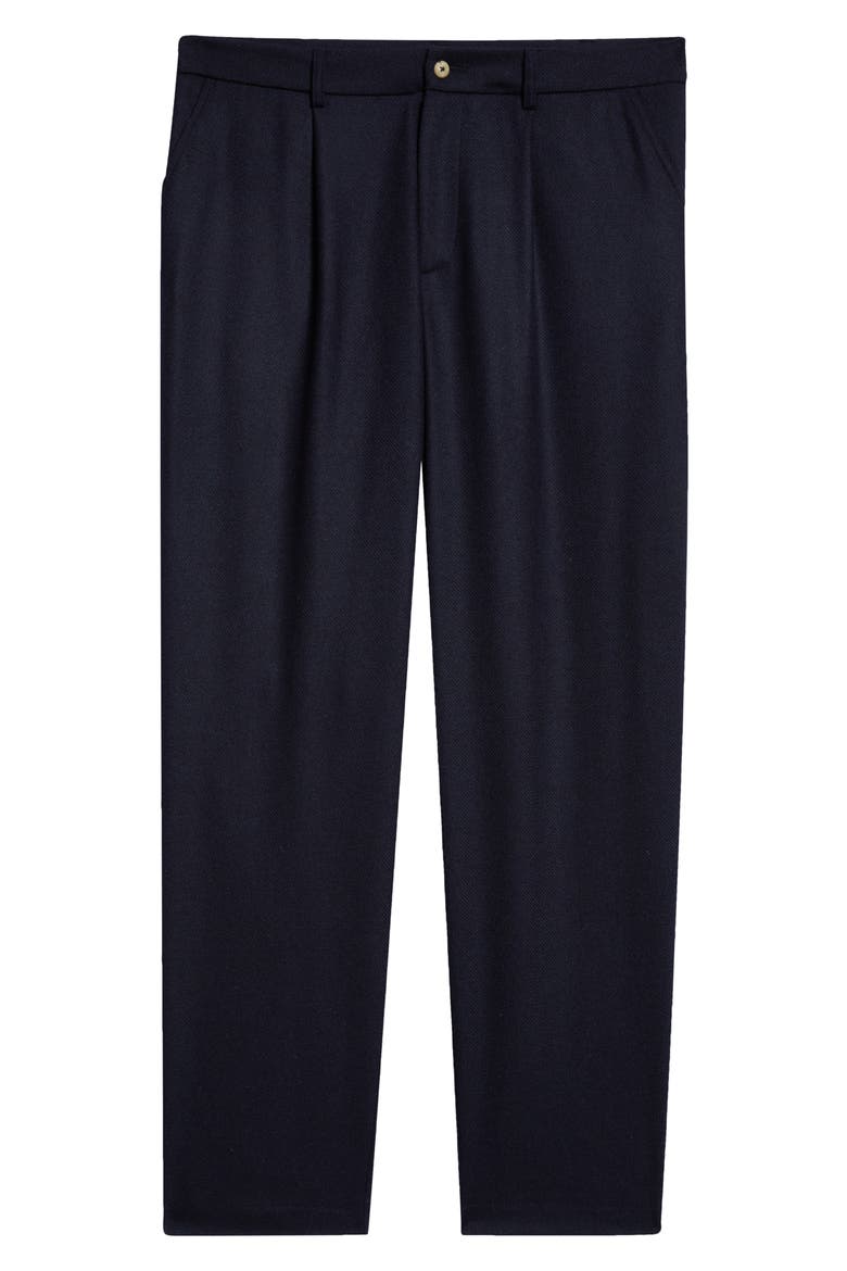 Pleated Wool Pants, Alternate, color, NAVY