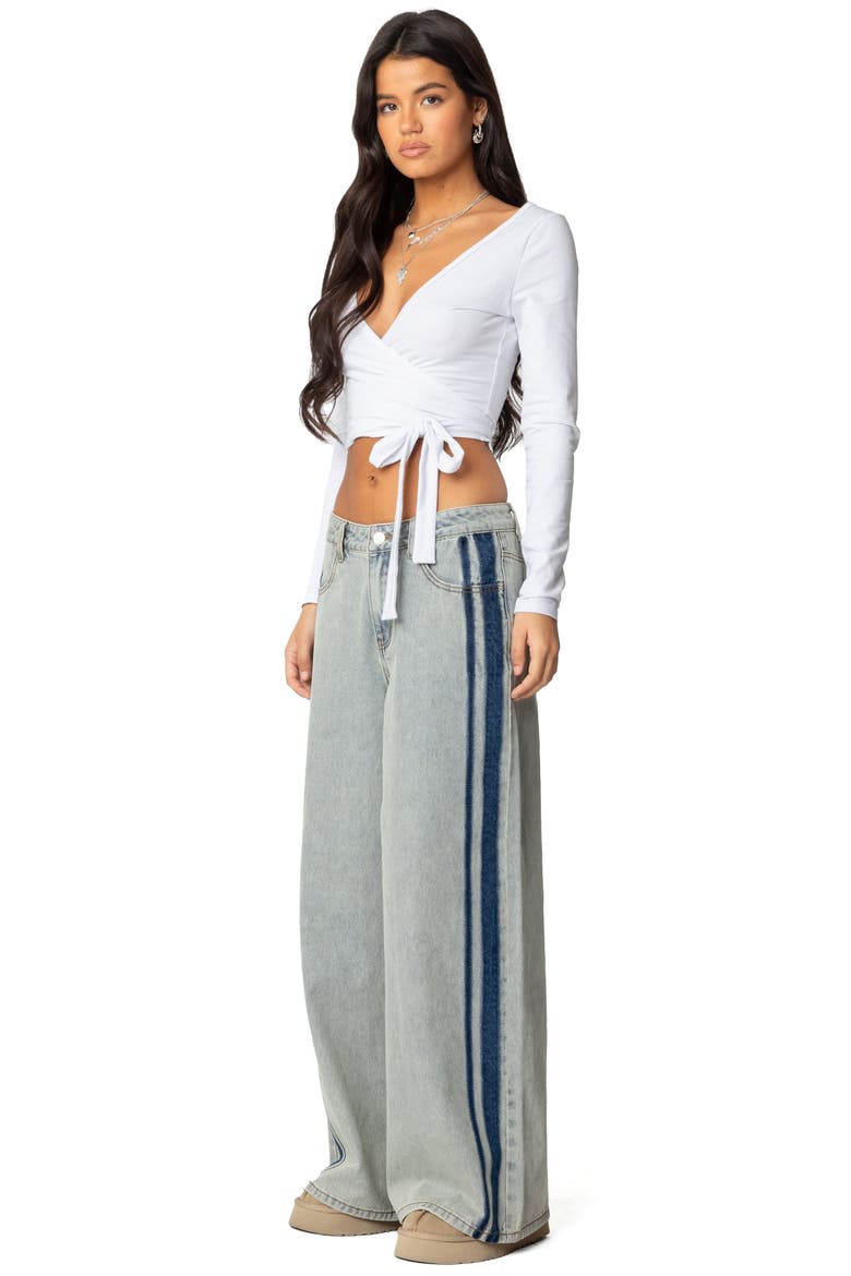 Aila Wrap Crop Top, Alternate, color, WHITE