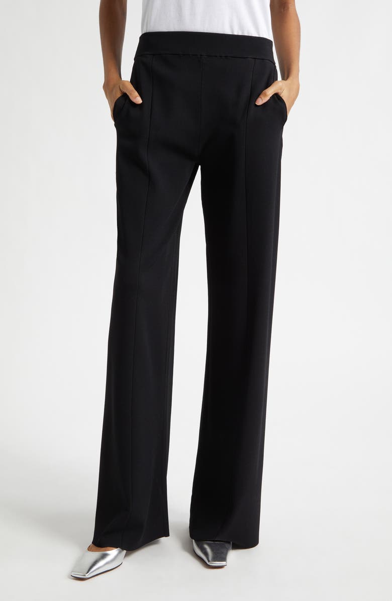 Stella McCartney Straight Leg Compact Knit Trousers, Main, color, Black