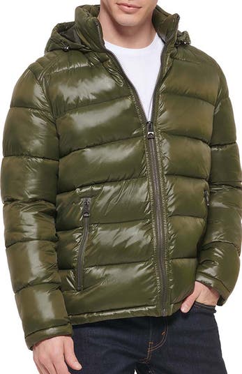 GUESS Hooded Solid Puffer Jacket Nordstromrack