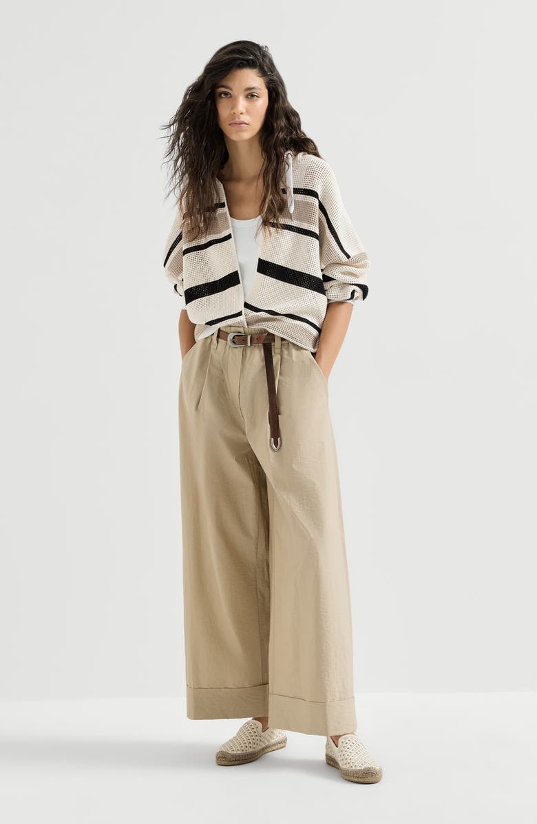 Brunello Cucinelli Boxy pleated trousers, Alternate, color, Espresso