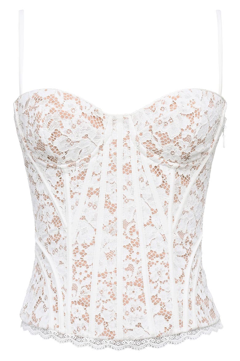 Rania Lace Corset Top, Alternate, color, WHITE