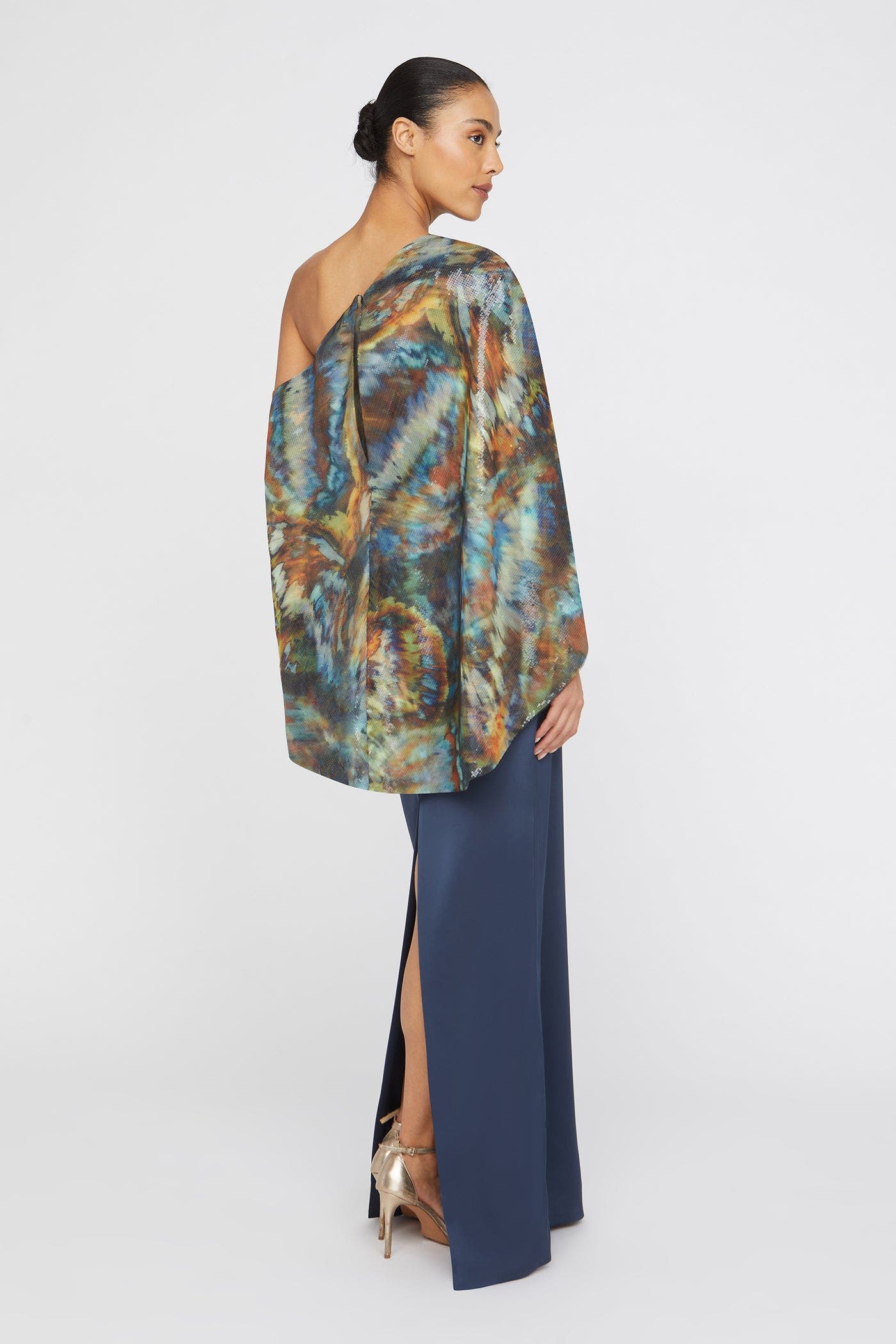 Gisette One Shoulder Cape Gown - image 2