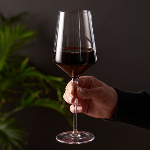 Viski Raye Crystal Angled Bordeaux Glasses Set Of 2 In Clear