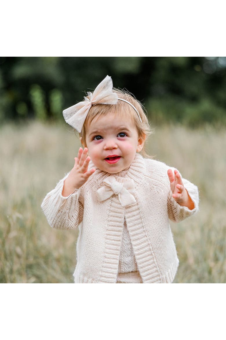 Scandi Bow Cardigan-Toddler, Little Kid, Alternate, color, Cream Heather