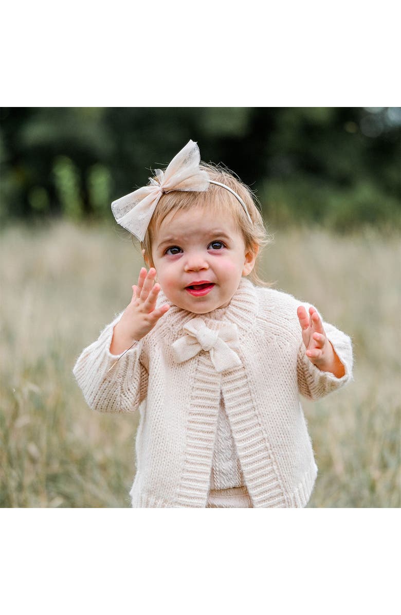 Oh baby! Brand Scandi Bow Cardigan- Infant, Alternate, color, Cream Heather