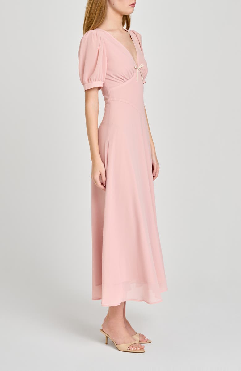 WAYF Juliana Short Sleeve A-Line Midi Dress, Alternate, color, Pink